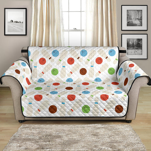 Bowling Ball and Pin Pattern Loveseat Couch Cover Protector