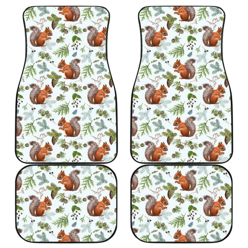 Squirrel Pattern Print Design 02 Front and Back Car Mats