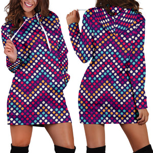 Zigzag Chevron Pokka Dot Aboriginal Pattern Women Hoodie Dress