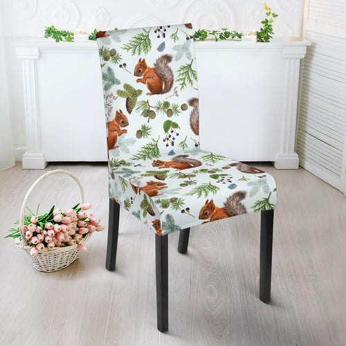 Squirrel Pattern Print Design 02 Dining Chair Slipcover