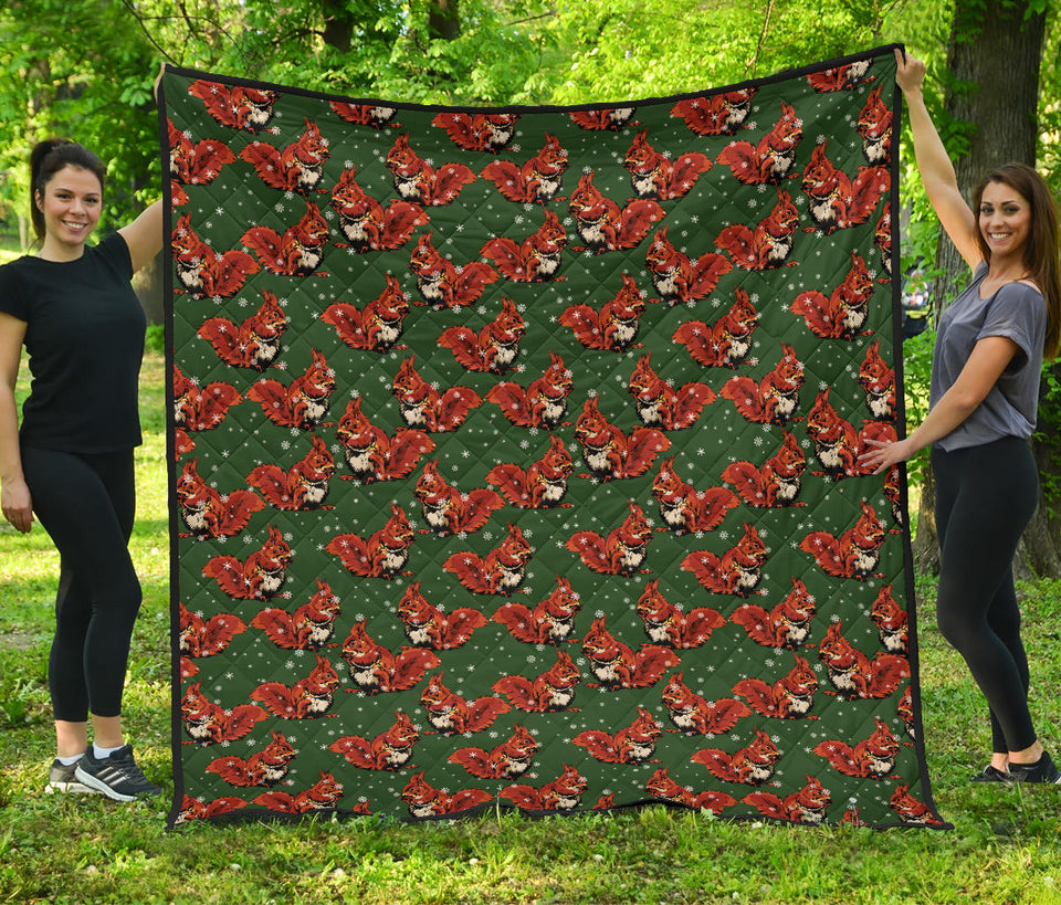 Squirrel Pattern Print Design 03 Premium Quilt