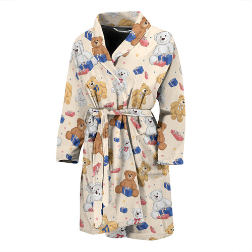 Teddy Bear Pattern Print Design 01 Men Bathrobe