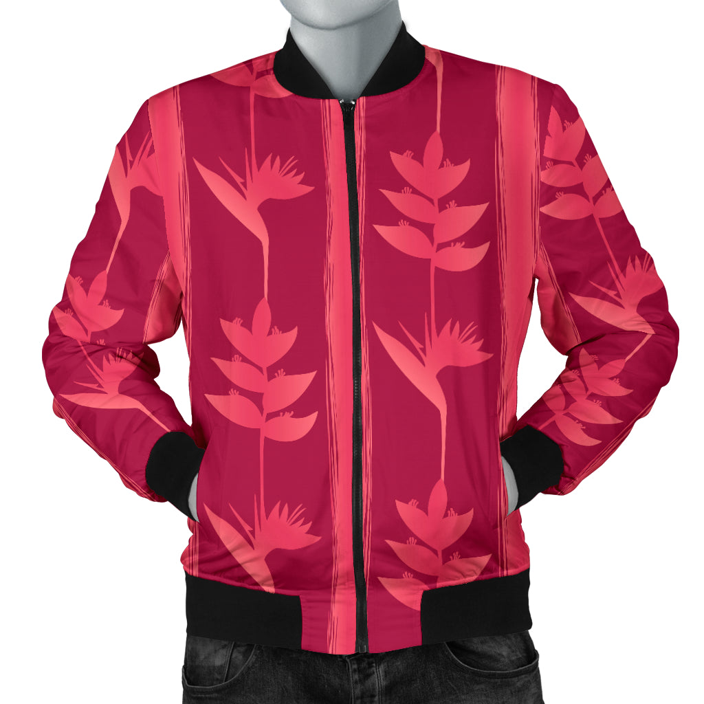 Heliconia Pink Pattern Men Bomber Jacket