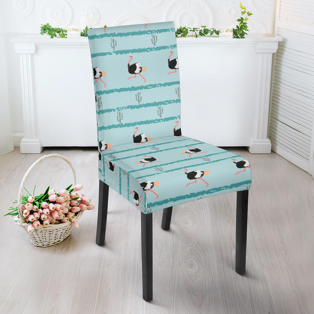 Ostrich Pattern Print Design 04 Dining Chair Slipcover
