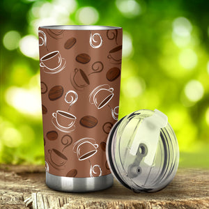 Coffee Cup and Coffe Bean Pattern Tumbler
