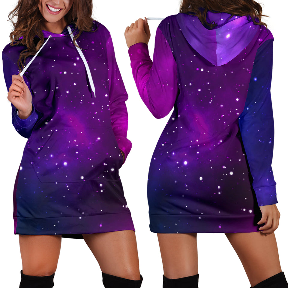 Pink Space Galaxy Pattern4 Women Hoodie Dress