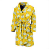 Garlic Pattern Yellow background Men Bathrobe