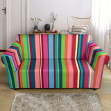 Rainbow Stripe Pattern Loveseat Couch Slipcover