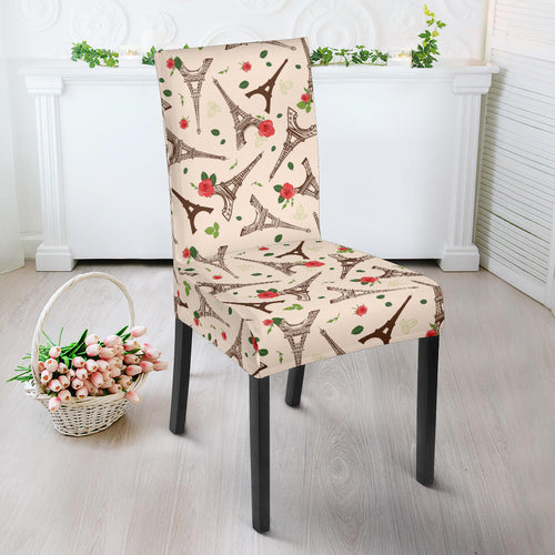 Eiffel Tower Pattern Print Design 03 Dining Chair Slipcover