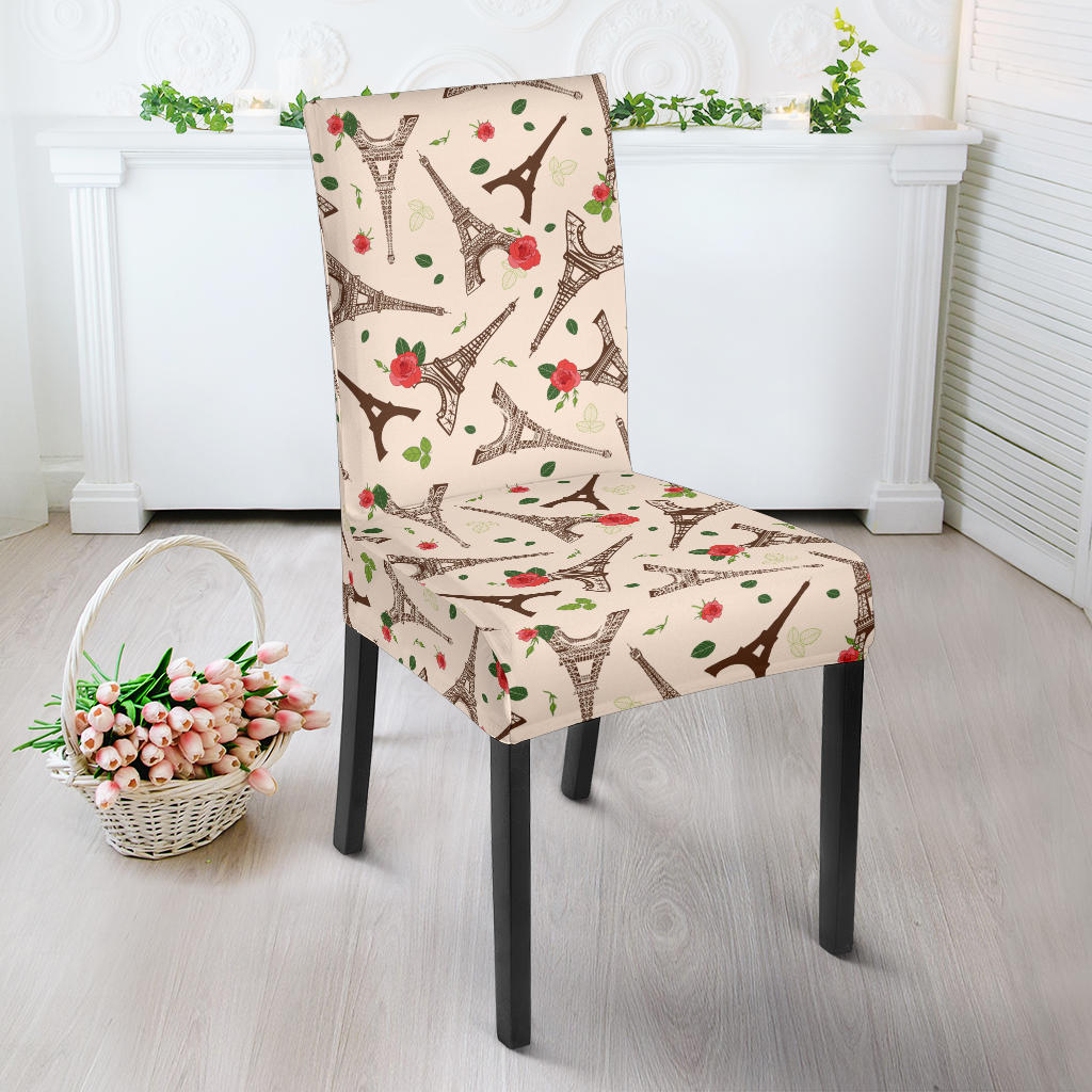 Eiffel Tower Pattern Print Design 03 Dining Chair Slipcover