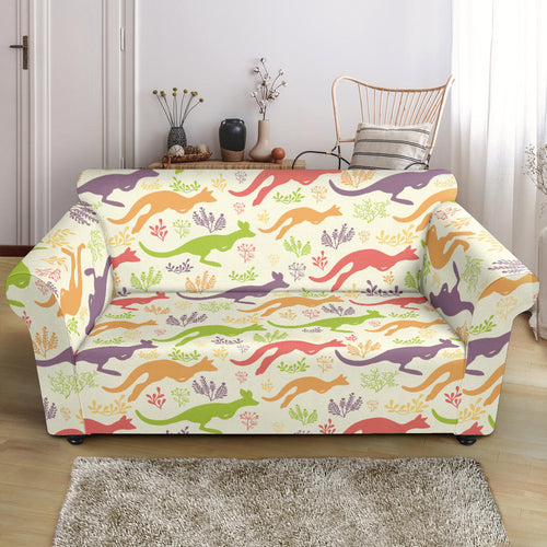 Colorful Kangaroo Pattern Loveseat Couch Slipcover