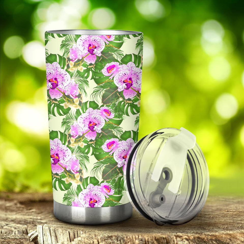 Orchid Leaves Pattern Tumbler