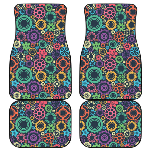 Gear Pattern Print Design 02 Front and Back Car Mats