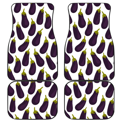 Eggplant Pattern Print Design 01 Front and Back Car Mats