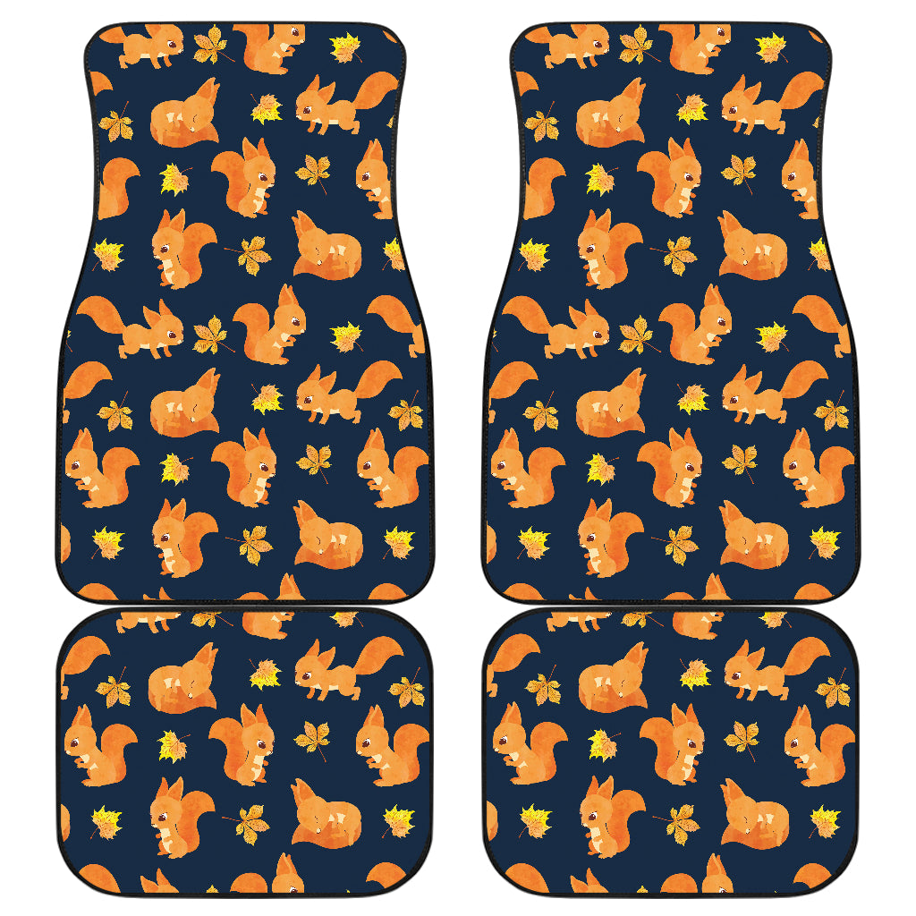 Squirrel Pattern Print Design 05 Front and Back Car Mats