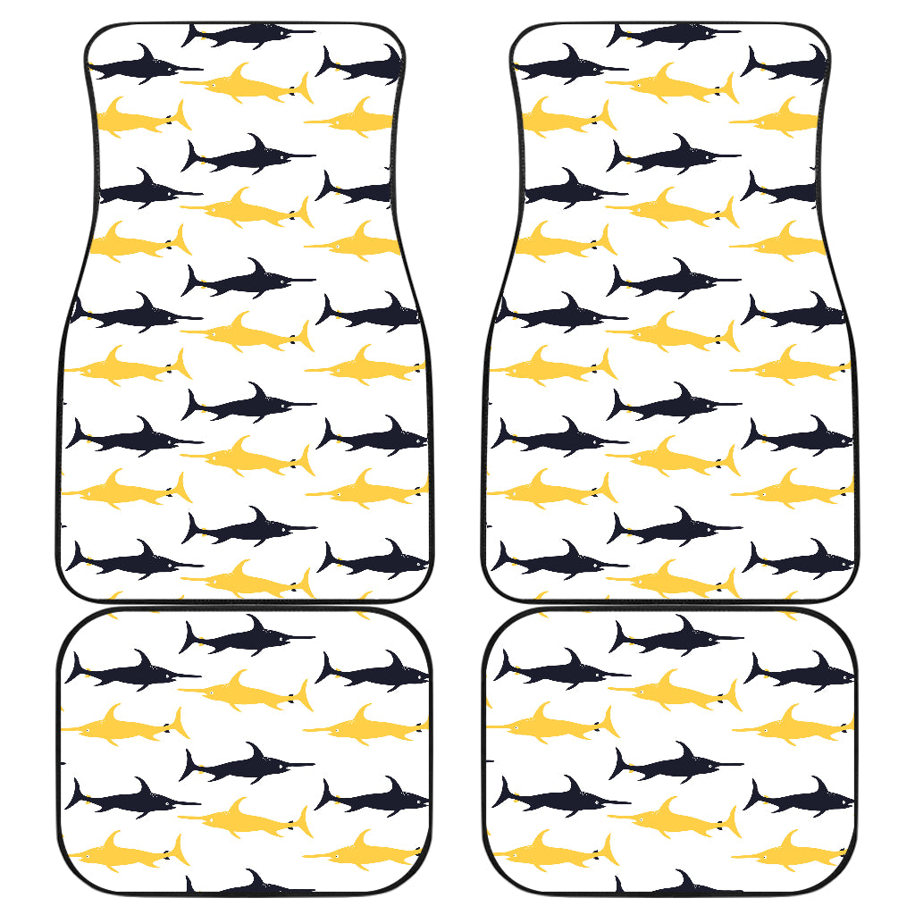 Swordfish Pattern Print Design 05 Front and Back Car Mats