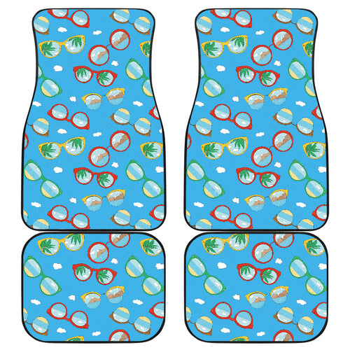 Sun Glasses Pattern Print Design 03 Front and Back Car Mats