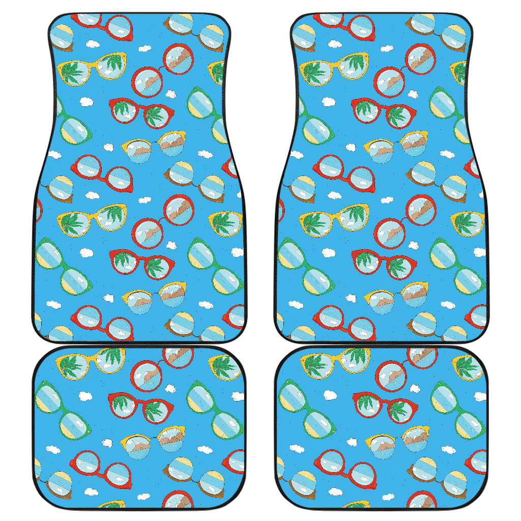 Sun Glasses Pattern Print Design 03 Front and Back Car Mats