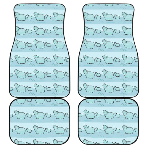 Hippopotamus Pattern Print Design 02 Front and Back Car Mats