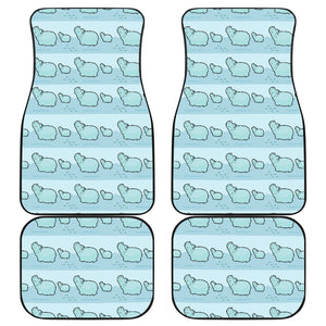 Hippopotamus Pattern Print Design 02 Front and Back Car Mats