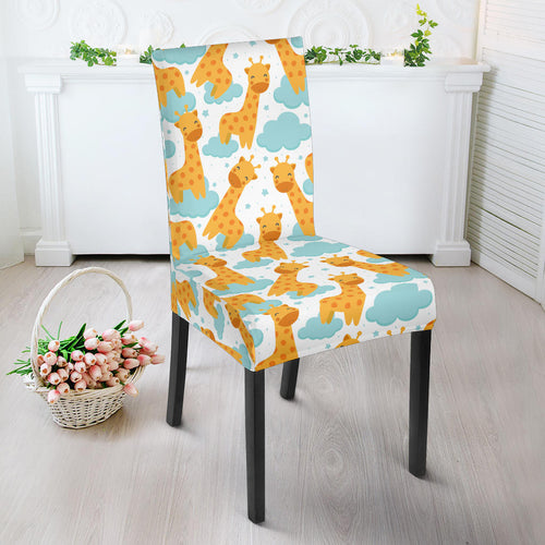 Giraffe Pattern Print Design 05 Dining Chair Slipcover