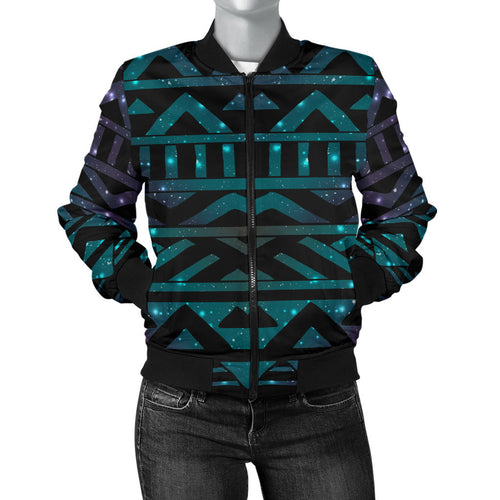 Space Tribal Galaxy Pattern Women Bomber Jacket
