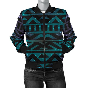Space Tribal Galaxy Pattern Women Bomber Jacket