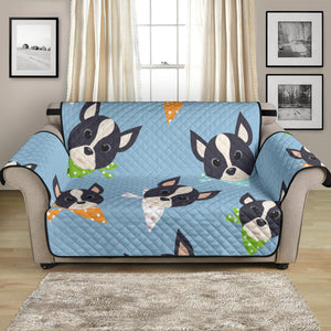 Cute Boston Terrier Pattern Loveseat Couch Cover Protector