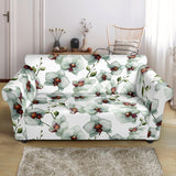 White Orchid Pattern Loveseat Couch Slipcover