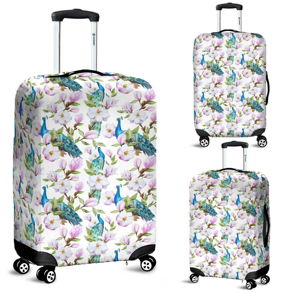 Peacock Pink Flower Pattern Luggage Covers