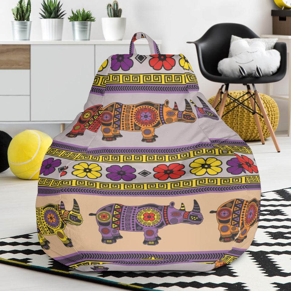 Rhino African Afro Dashiki Adinkra Kente Pattern Bean Bag Cover