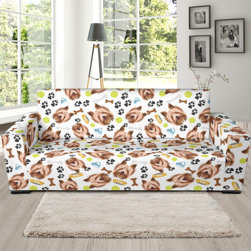 Yorkshire Terrier Pattern Print Design 05  Sofa Slipcover