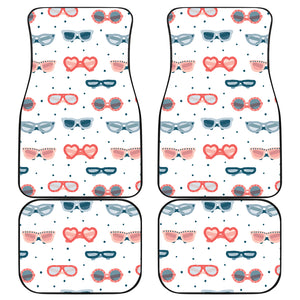 Sun Glasses Pattern Print Design 02 Front and Back Car Mats