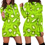 Sliced Kiwi Pattern Women Hoodie Dress