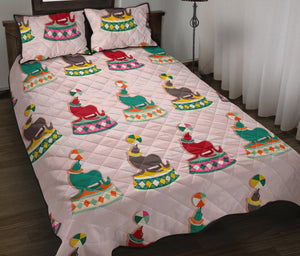 Colorful Sea Lion Pattern Quilt Bed Set