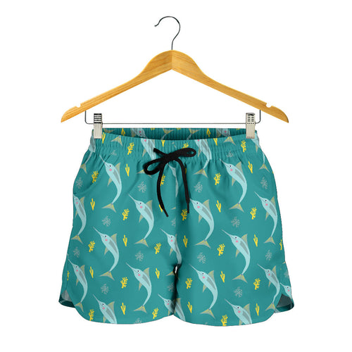 Swordfish Pattern Print Design 04 Women Shorts