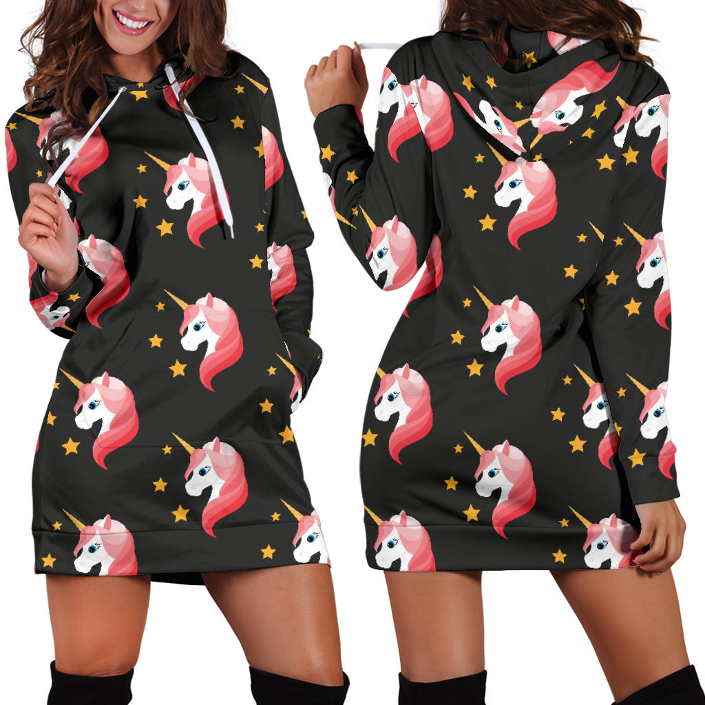 Unicorn Star Pattern Women Hoodie Dress