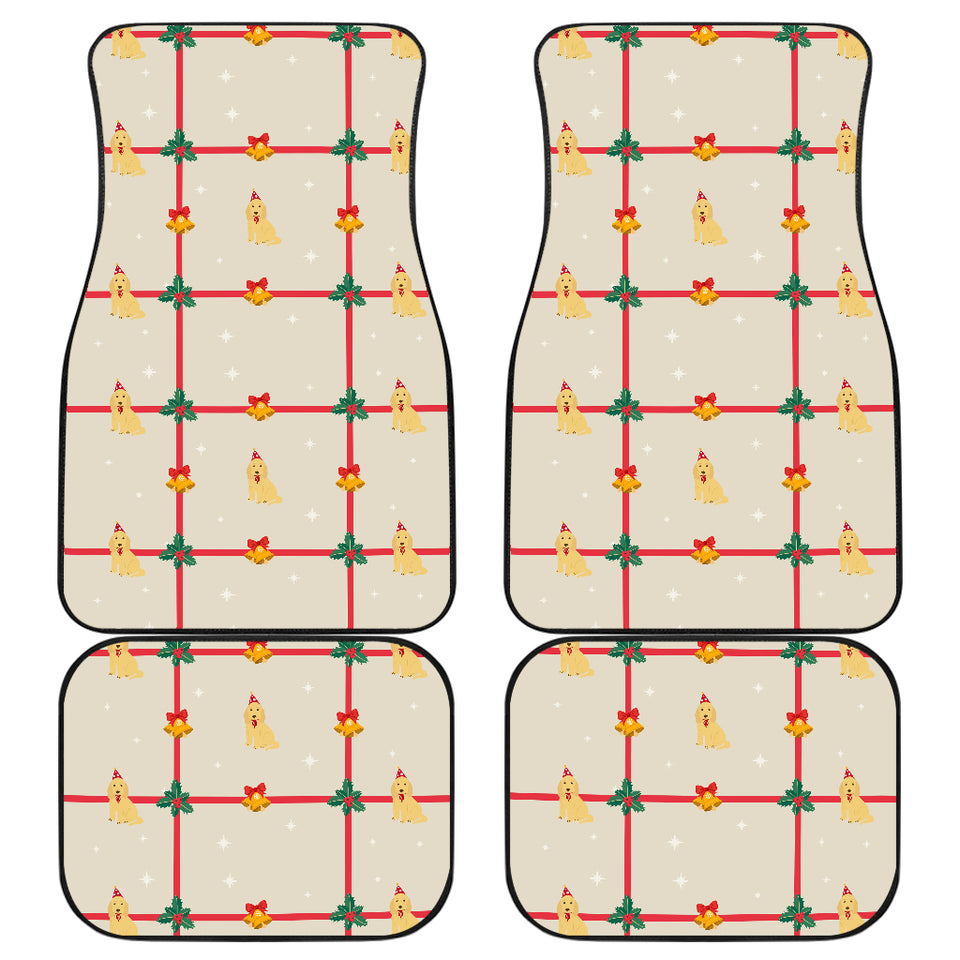 Golden Retriever Pattern Print Design 01 Front and Back Car Mats