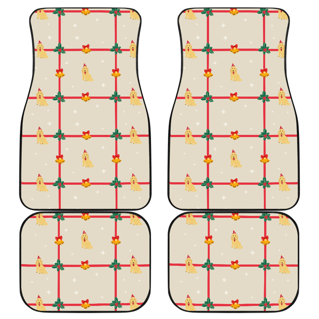 Golden Retriever Pattern Print Design 01 Front and Back Car Mats