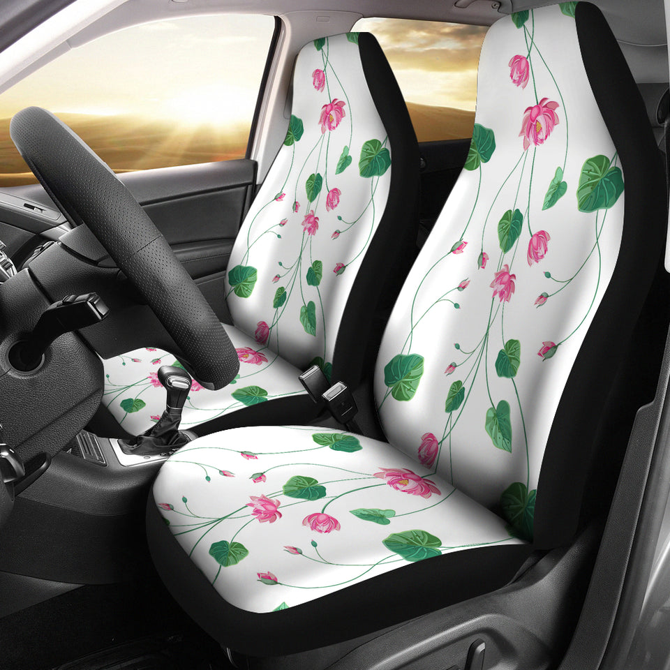 Pink Lotus Waterlily Flower Pattern Universal Fit Car Seat Covers