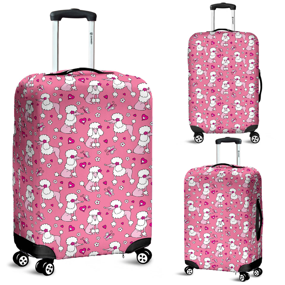 Poodle Pink Heart Pattern Luggage Covers