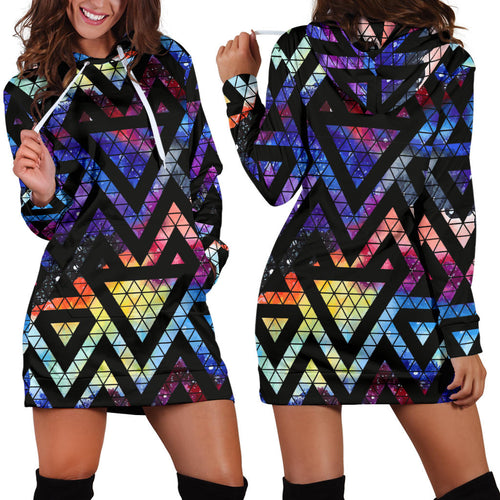 Space Colorful Tribal Galaxy Pattern Women Hoodie Dress