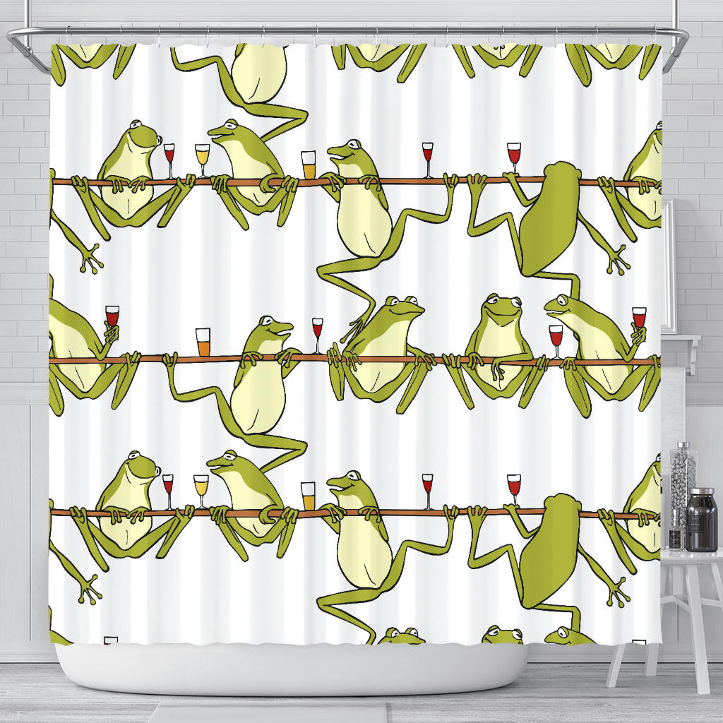 Frog drunk Pattern Shower Curtain Fulfilled In US