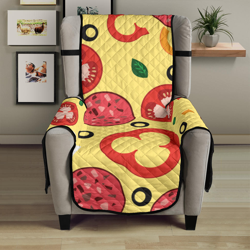 Pizza Tomato Salami Texture Pattern Chair Cover Protector