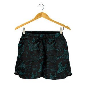 Stingray Pattern Print Design 02 Women Shorts