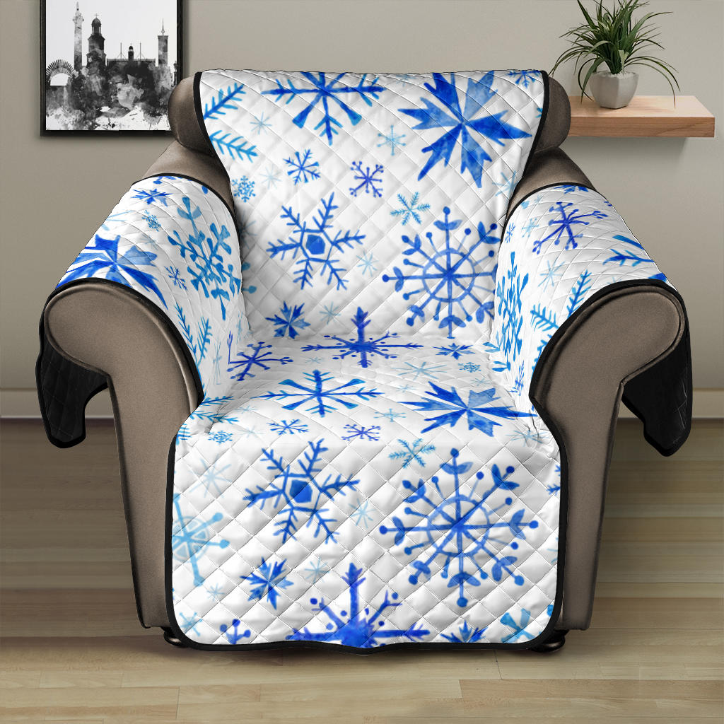 Blue Snowflake Pattern Recliner Cover Protector