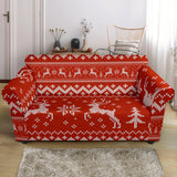 Deer Sweater Printed Red Pattern Loveseat Couch Slipcover