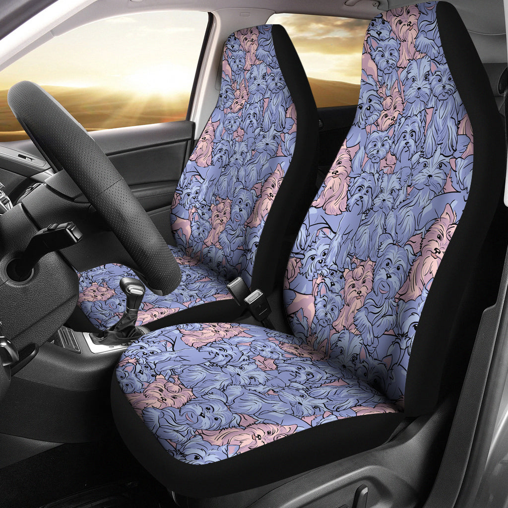 Yorkshire Terrier Pattern Print Design 02 Universal Fit Car Seat Covers