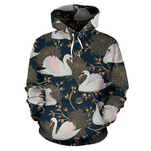 Swan Pattern Men Women Pullover Hoodie