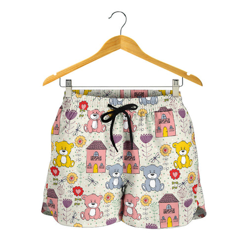 Teddy Bear Pattern Print Design 04 Women Shorts